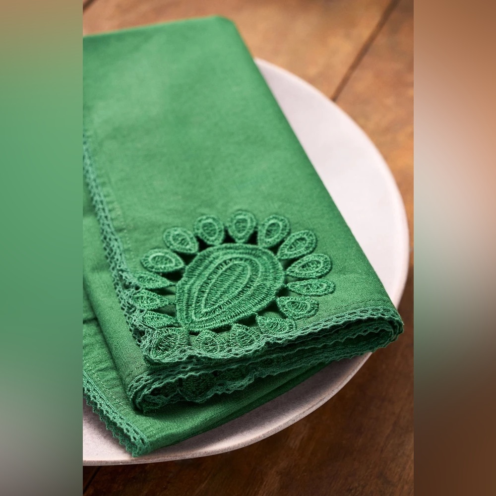 Anthropologie INES LACE NAPKINS, SET OF 4 Style No. 93069698 Color: GREEN